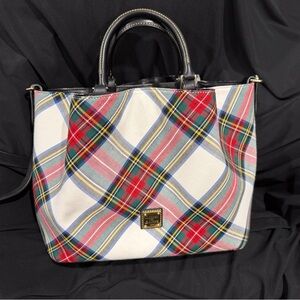 Dooney & Bourke Red and Blue Plaid Tote